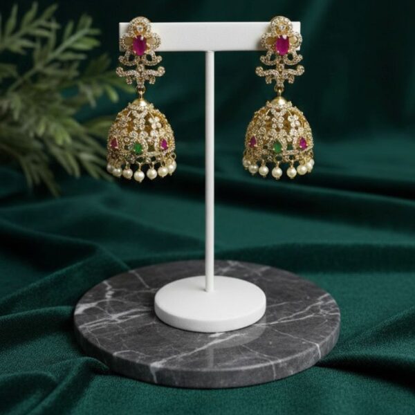 Elegant Bridal Gold Jhumka Earrings