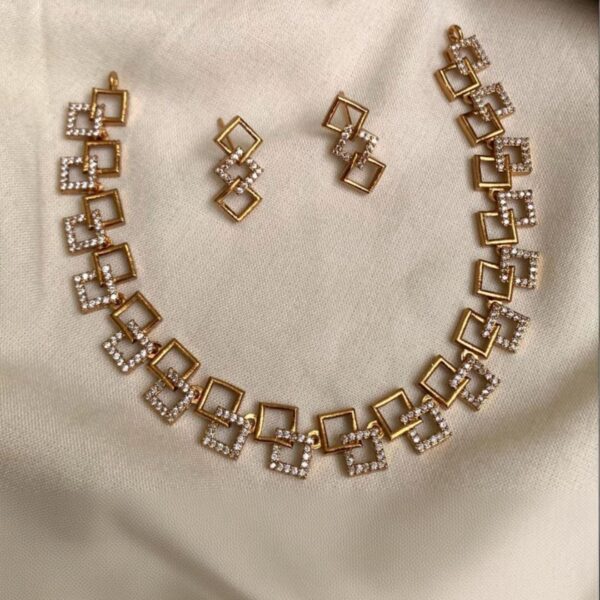 Gold-Plated American Diamond Necklace Set