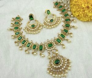 Premium Green Kundan Necklace Set