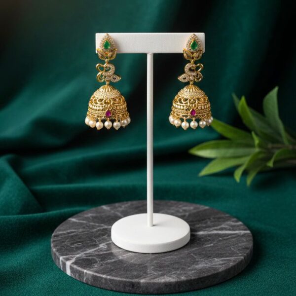 Royal Temple Design Gold Jhumka
