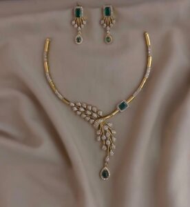 gold finish cz stones simple necklace