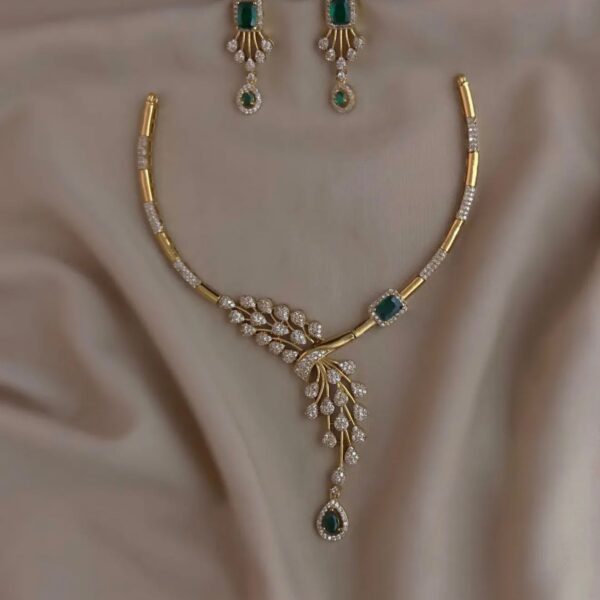 Gold Finish CZ Stones Simple Necklace